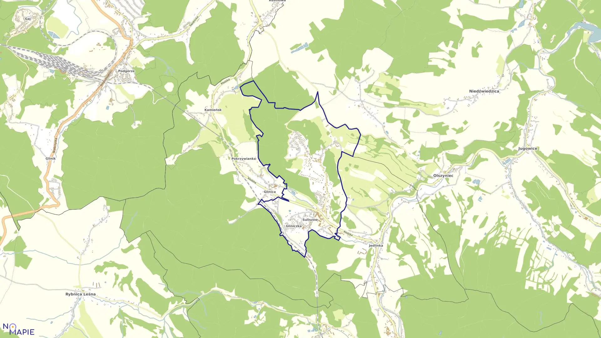 Mapa obrębu JEDLINA-ZDRÓJ w mieście Jedlina-Zdrój