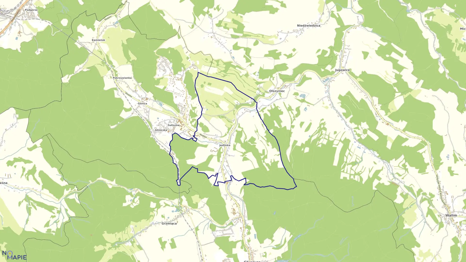 Mapa obrębu JEDLINKA w mieście Jedlina-Zdrój